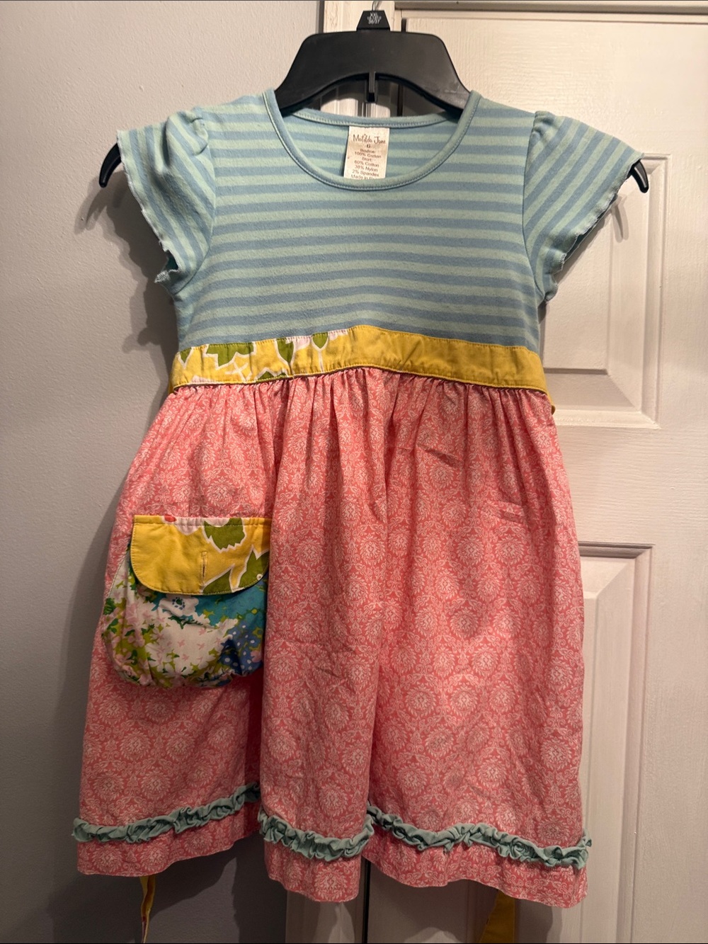 Matilda Jane Pink, Light Blue & Yellow Mixed-Print Girls Dress